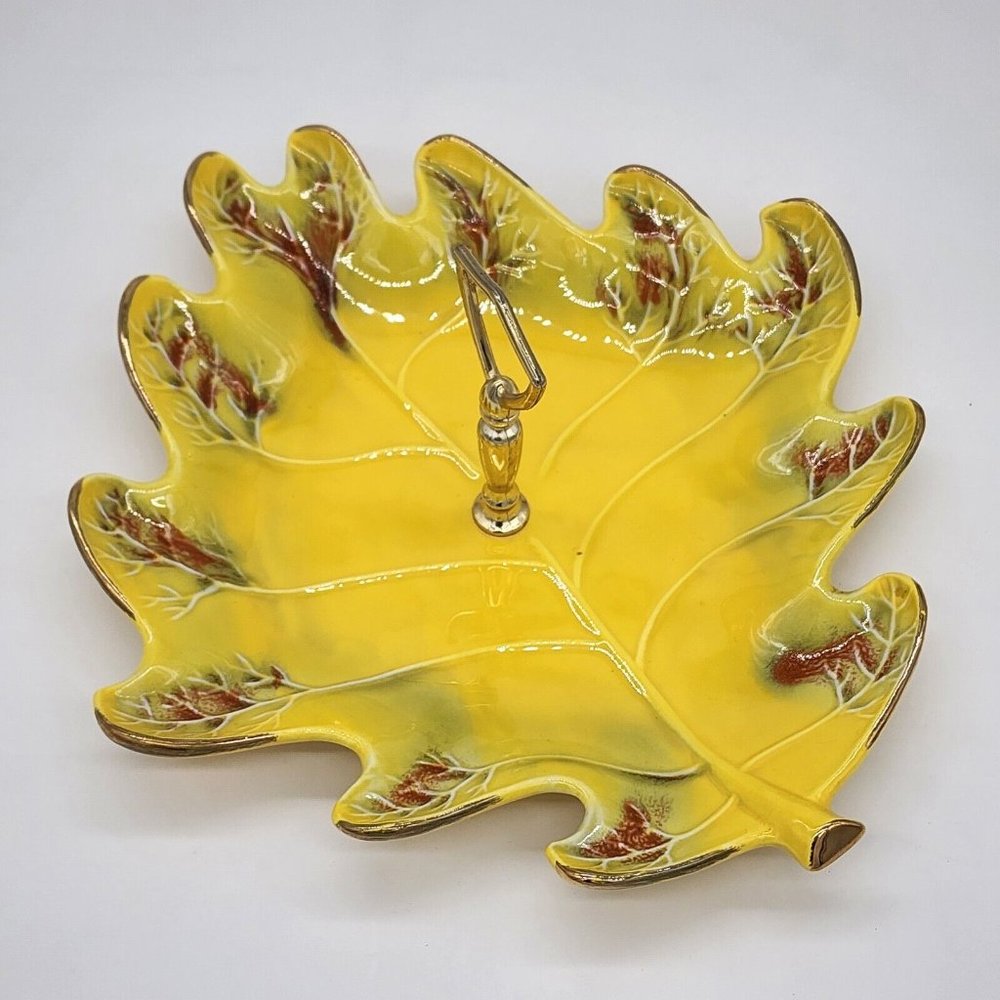 Vintage California Pottery Maple Leaf Tidbit Serving Tray 803